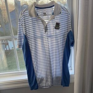 Nautica Blue and White Striped Polo Shirt